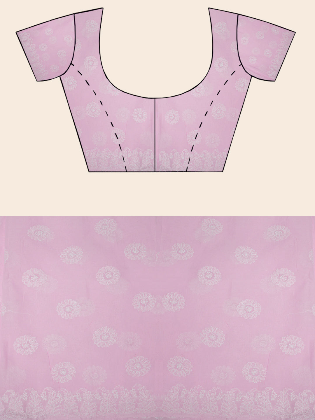 Hand Embroidered Chikankari Cotton Saree PCSAR02 Babypink