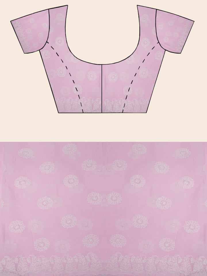Hand Embroidered Chikankari Cotton Saree PCSAR02 Babypink