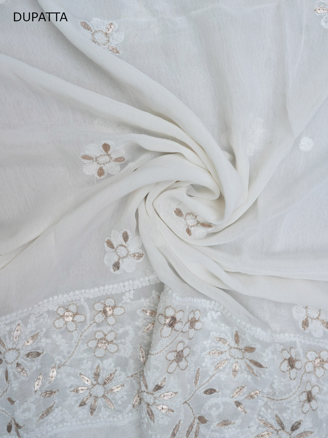 Women Hand Embroidered Chikankari Viscose Georgette Dressmaterial PC4124-WHITE8