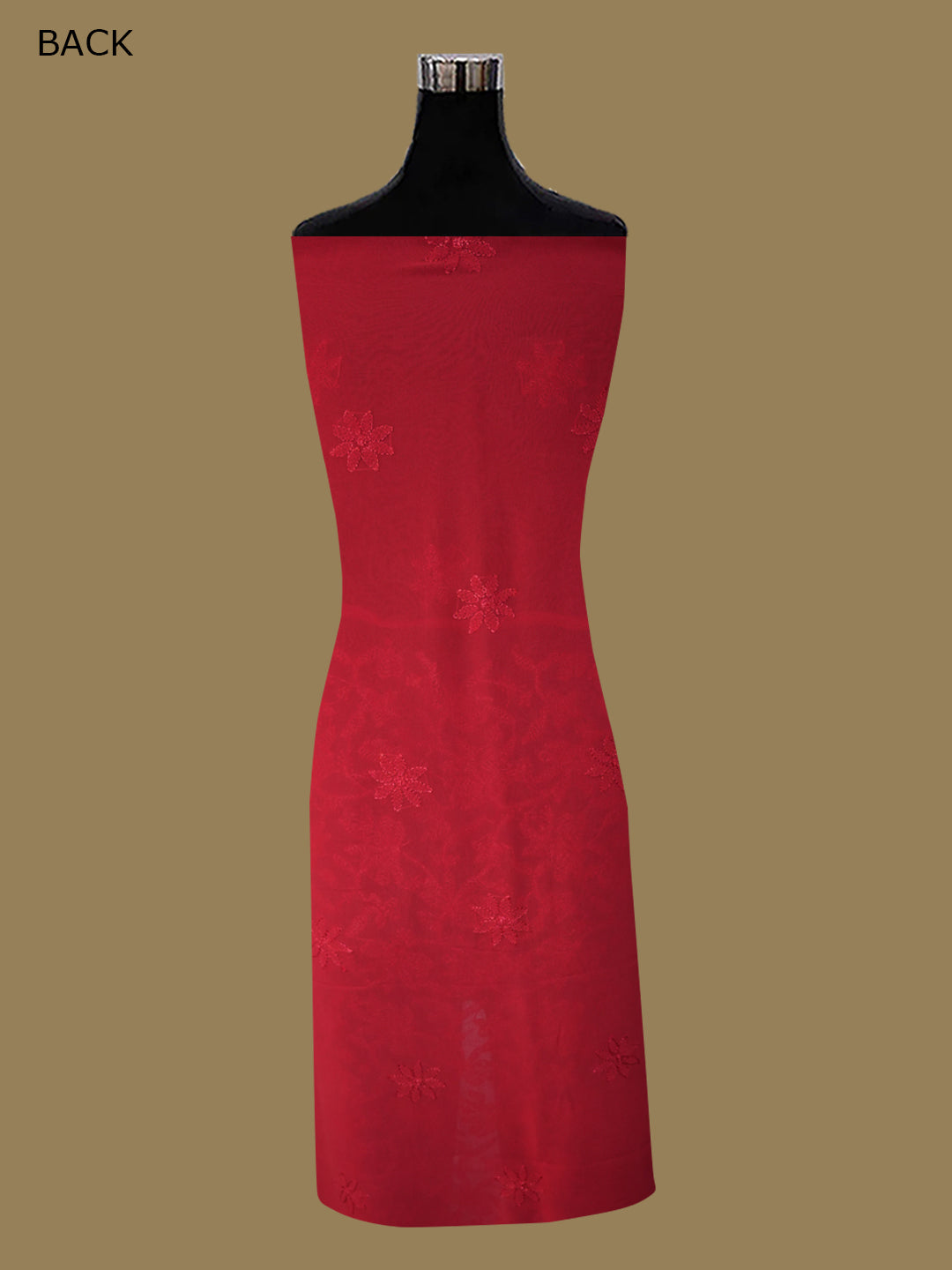 Women Hand Embroidered Chikankari Viscose Georgette Kurta Fabric PC4122-RED