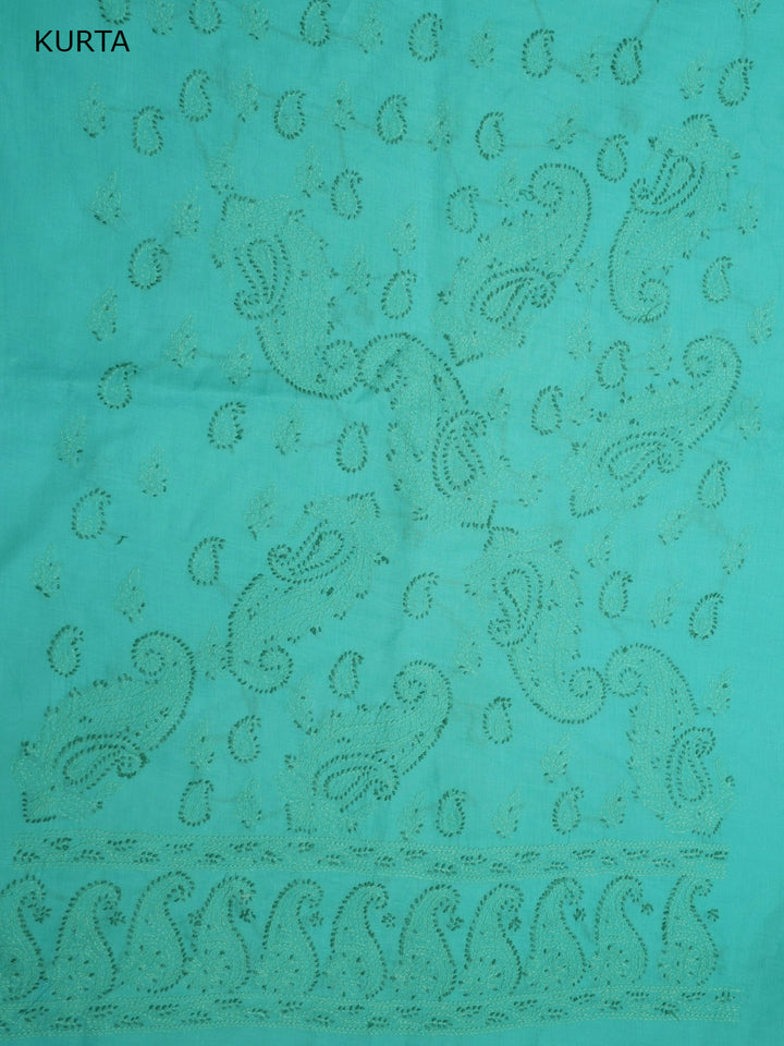 Women Hand Embroidered Chikankari Cotton Dressmaterial PC4120-GREEN