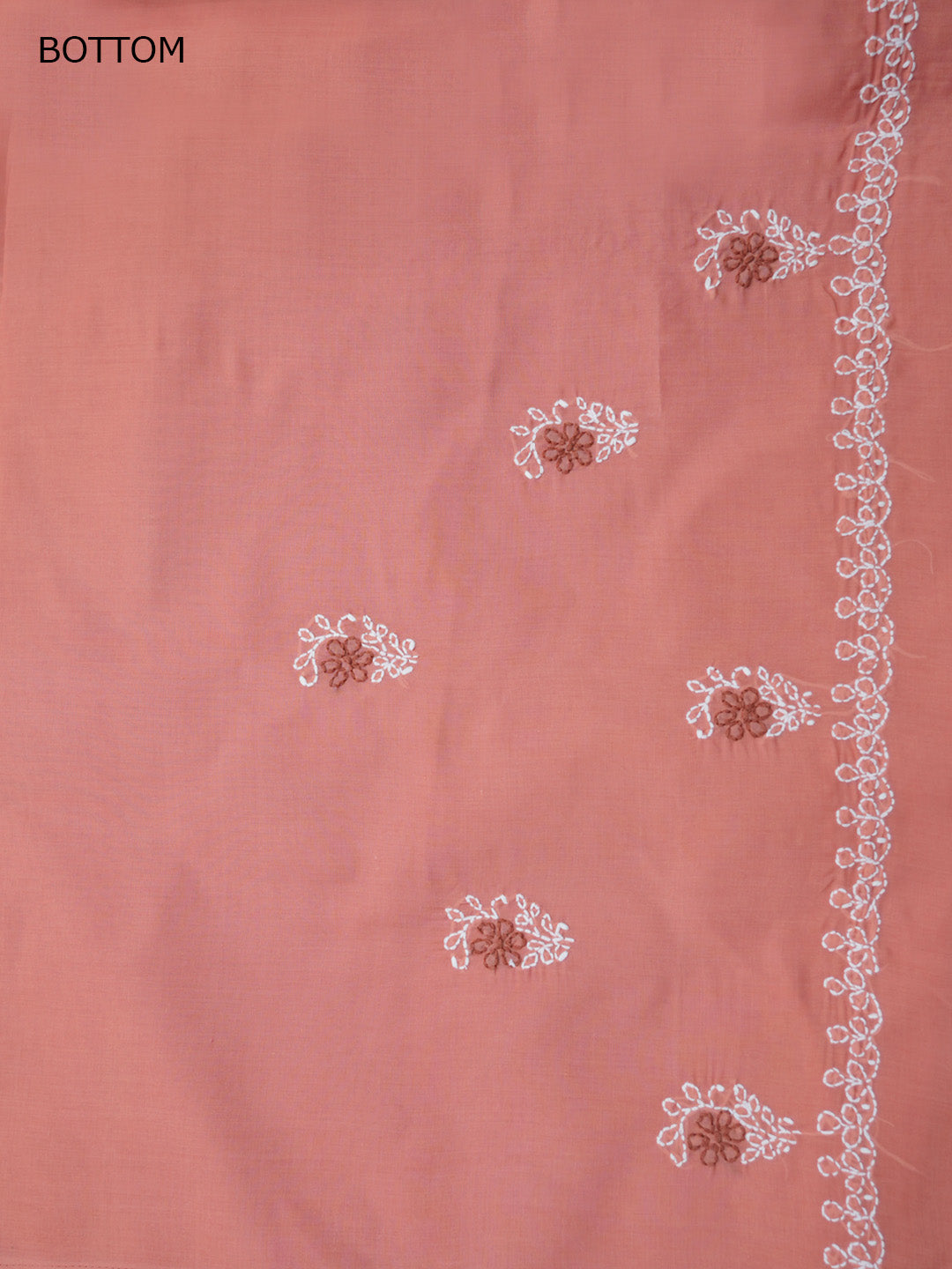 Women Hand Embroidered Chikankari Cotton Dressmaterial PCSCU00102FS-PEACH
