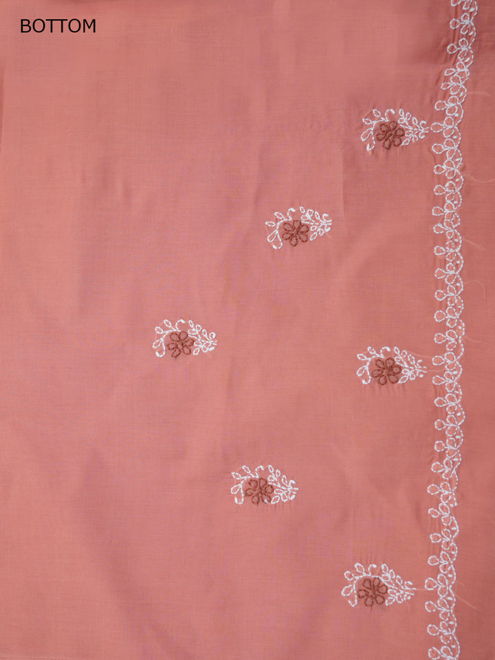 Women Hand Embroidered Chikankari Cotton Dressmaterial PCSCU00102FS-PEACH