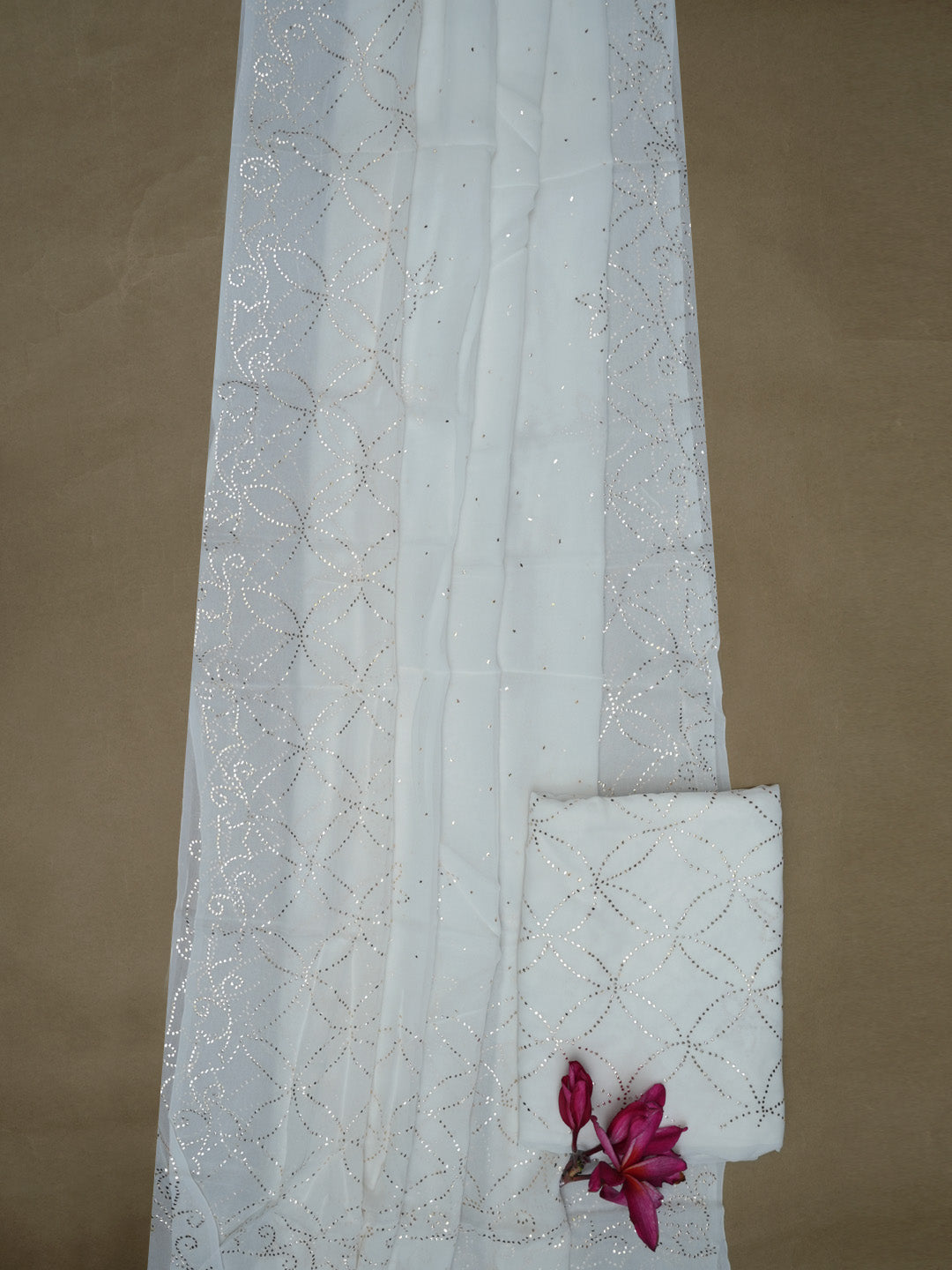 Women Hand Embroidered Chikankari Viscose Georgette Dressmaterial PC4124-WHITE7