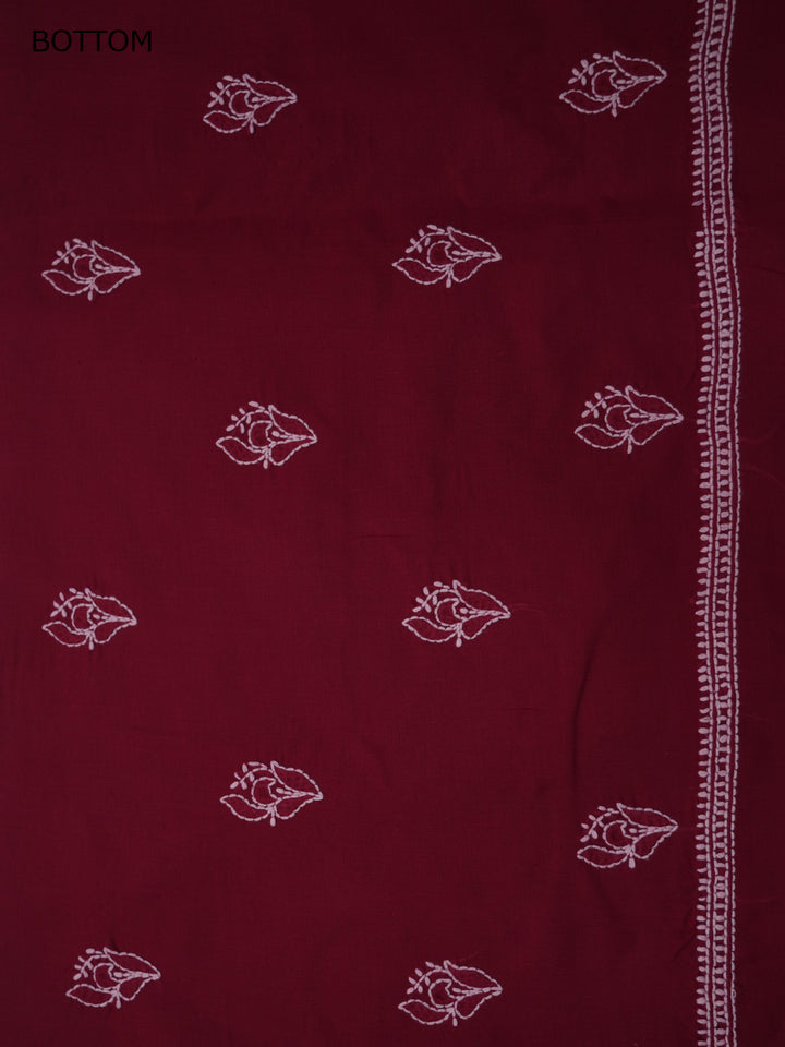 Women Hand Embroidered Chikankari Cotton Dressmaterial PCSCU00104FS-MAROON