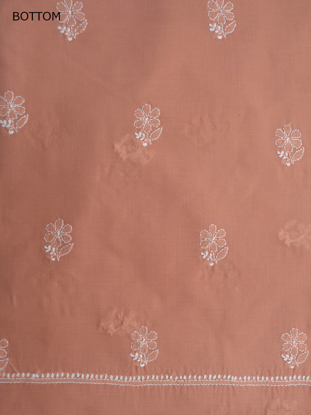 Women Hand Embroidered Cotton Chikankari Dress MaterialPCSCU00104FS-RUST