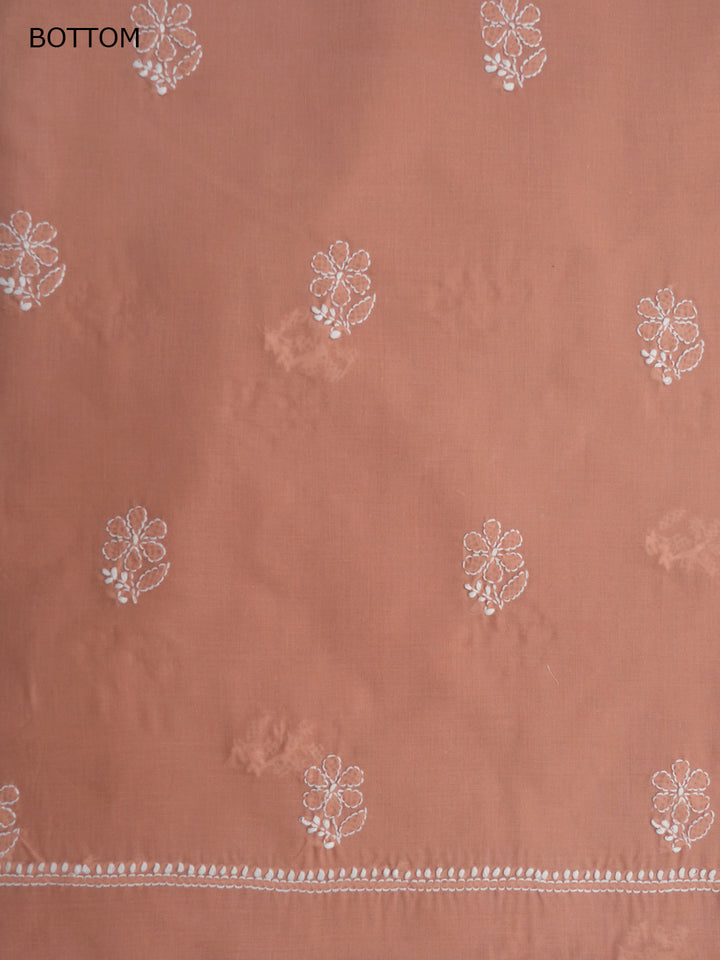 Women Hand Embroidered Cotton Chikankari Dress MaterialPCSCU00104FS-RUST