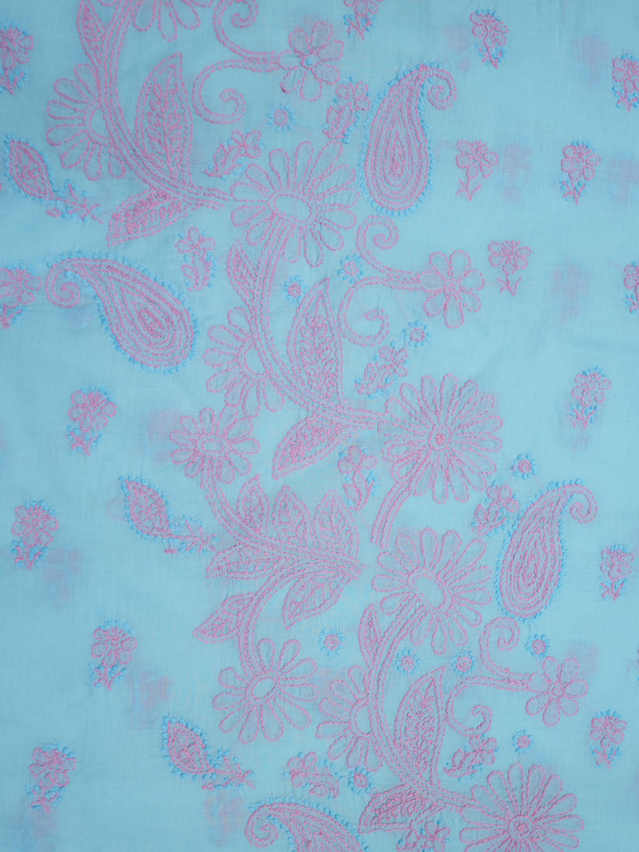 women hand embroidered chikankari cotton dressmaterial PC4120-BLUE16