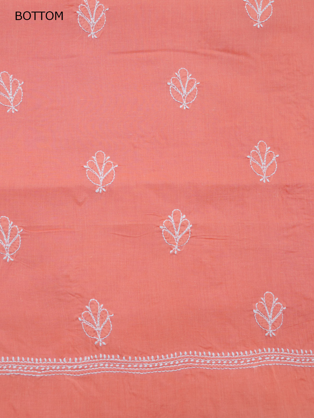 Women Hand Embroidered Chikankari Cotton Dressmaterial PCSCU00104FS-Darkpeach