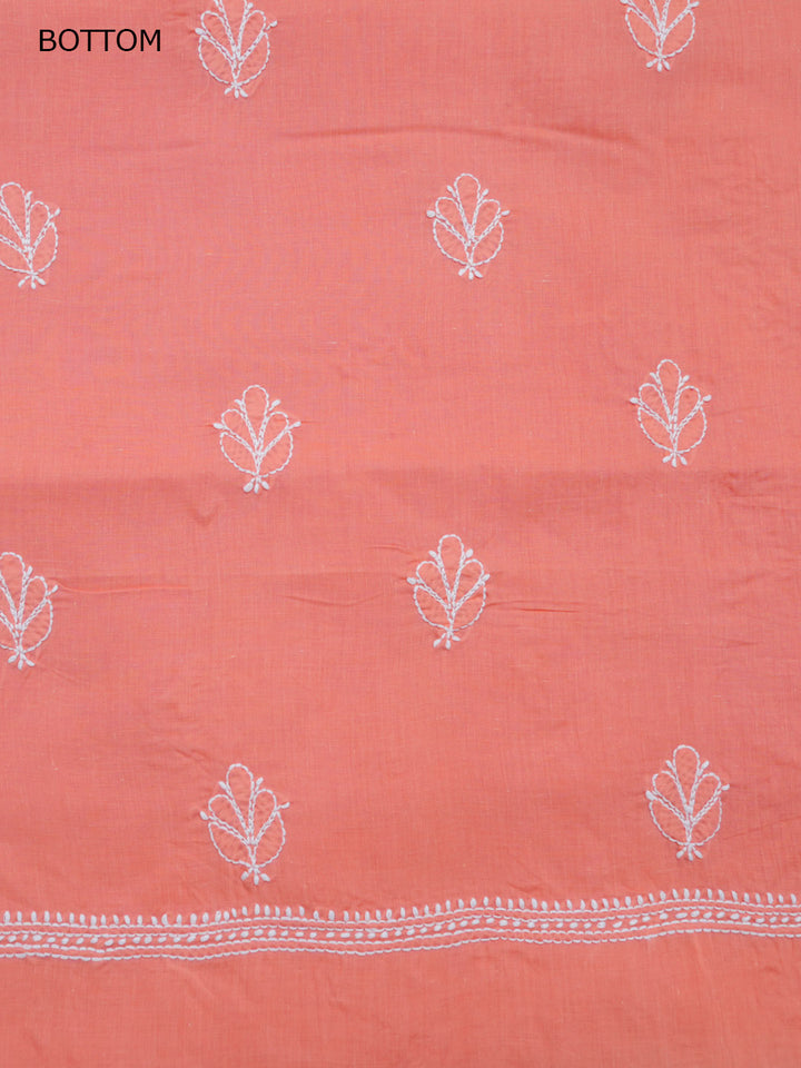 Women Hand Embroidered Chikankari Cotton Dressmaterial PCSCU00104FS-Darkpeach