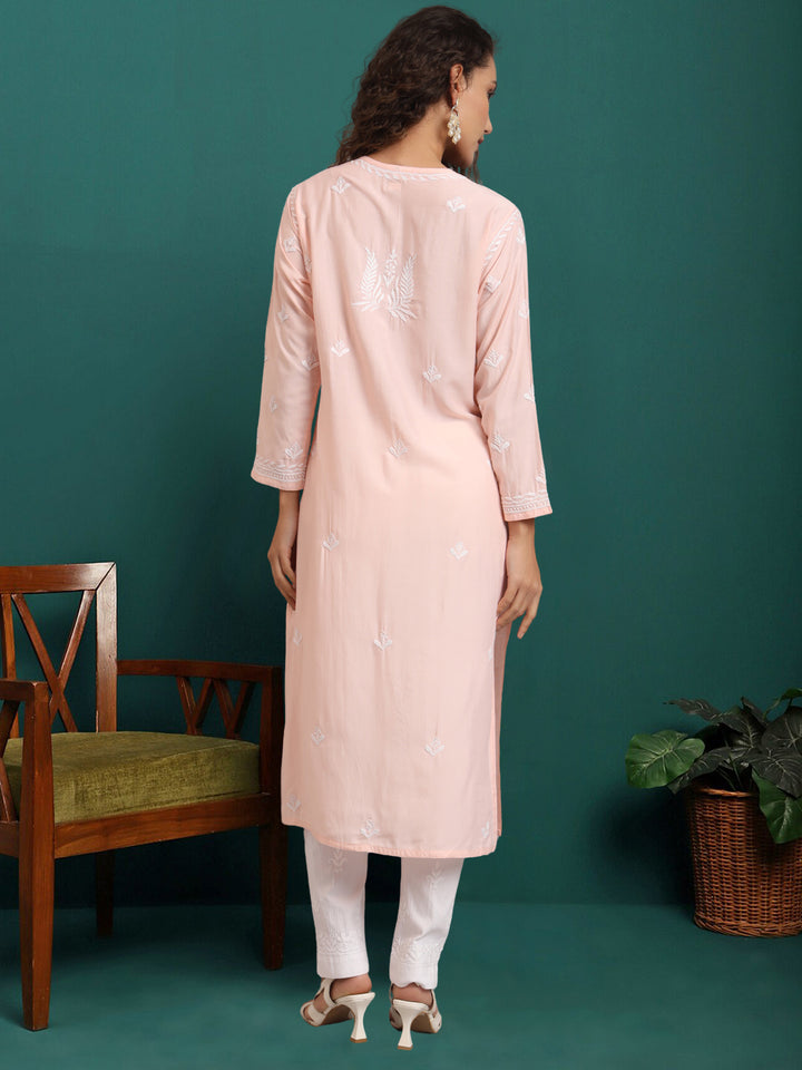 Hand Embroidered Chikankari Modal Straight Kurta- PC4052