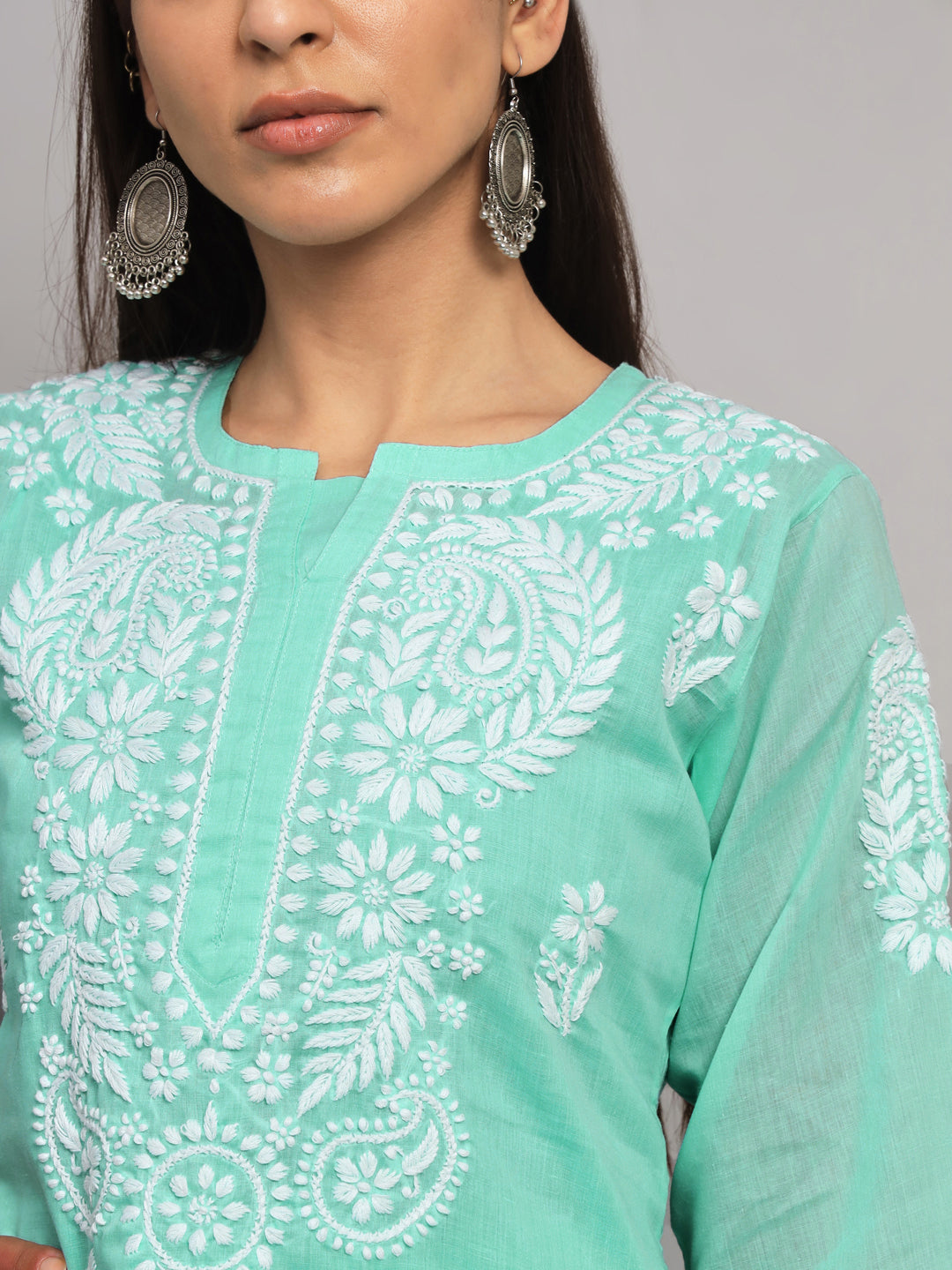 Hand Embroidered Chikankari  Cotton Straight Kurta- PC3561