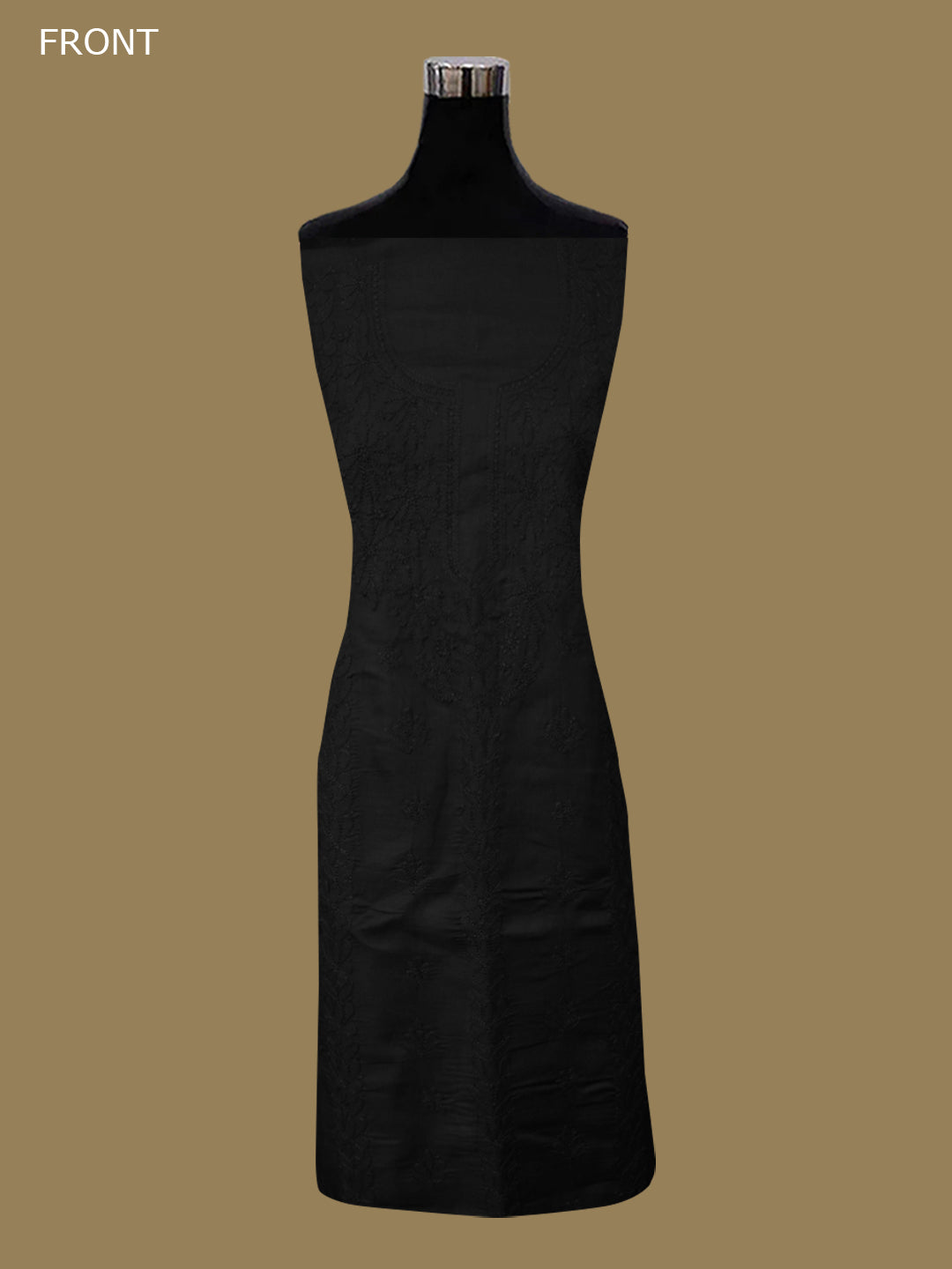 Women Hand Embroidered Chikankari Cotton Dressmaterial PCSCU00406FS-BLACK