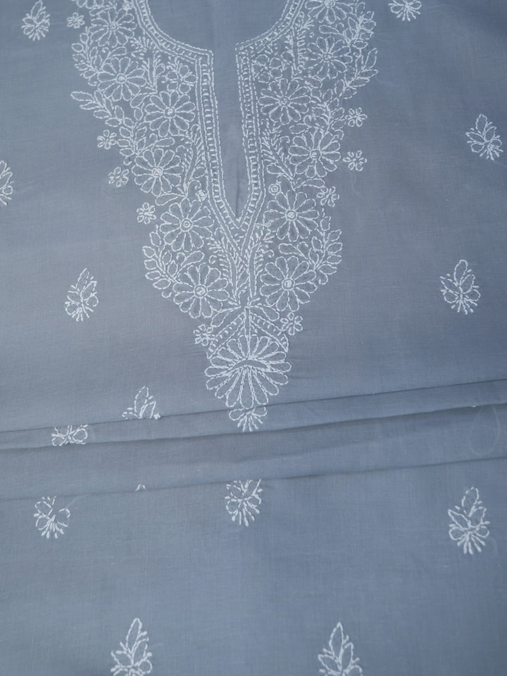 Women Hand Embroidered Cotton Chikankari Dress Material PCSCU00104FS Grey