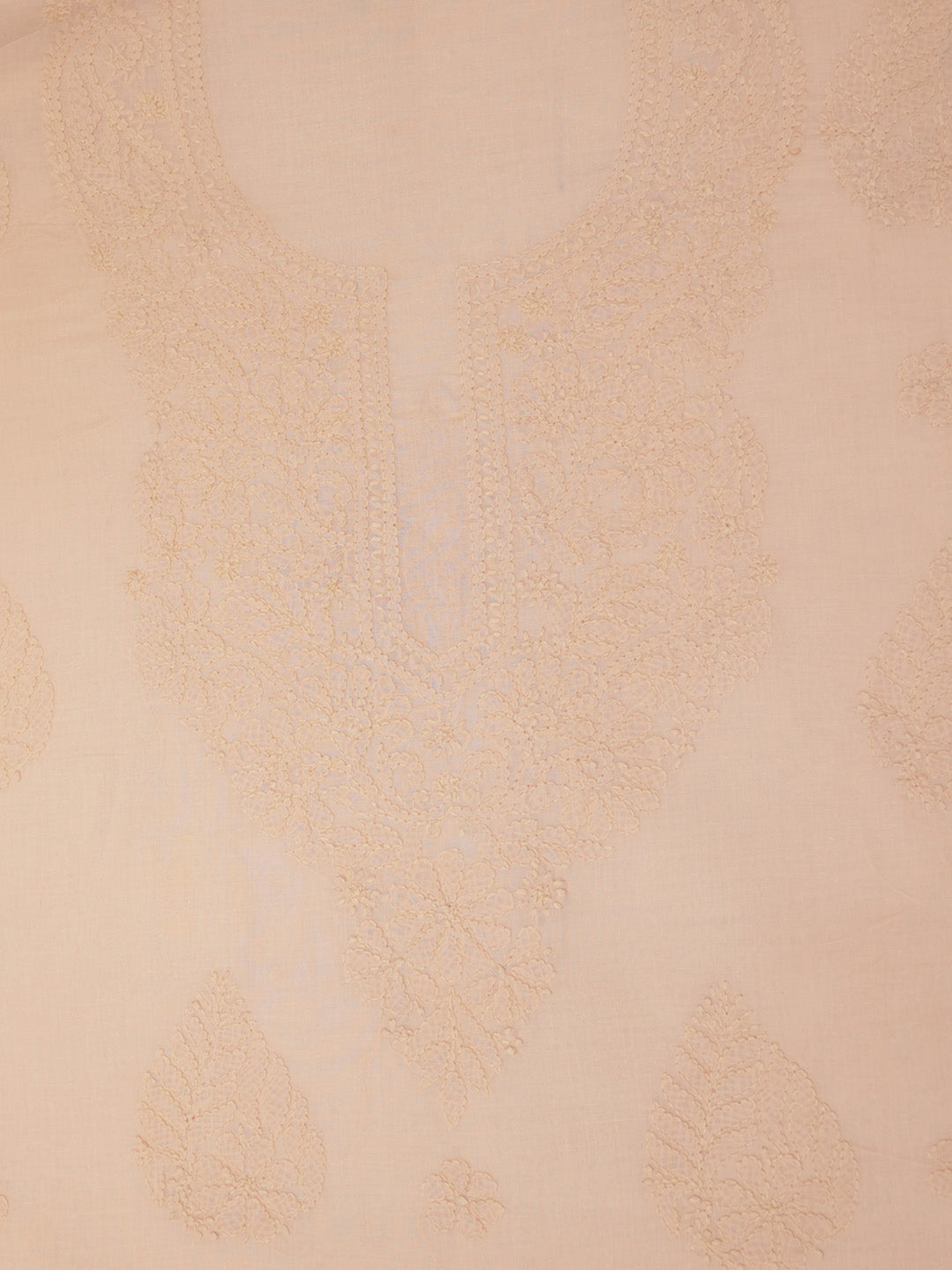 Women Hand Embroidered Cotton Chikankari Dress MaterialPCSCU00406FS-LIGHTPEACH