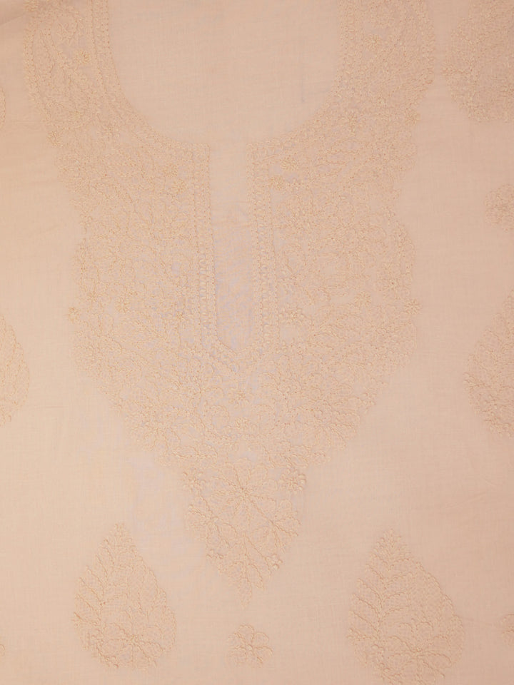 Women Hand Embroidered Cotton Chikankari Dress MaterialPCSCU00406FS-LIGHTPEACH