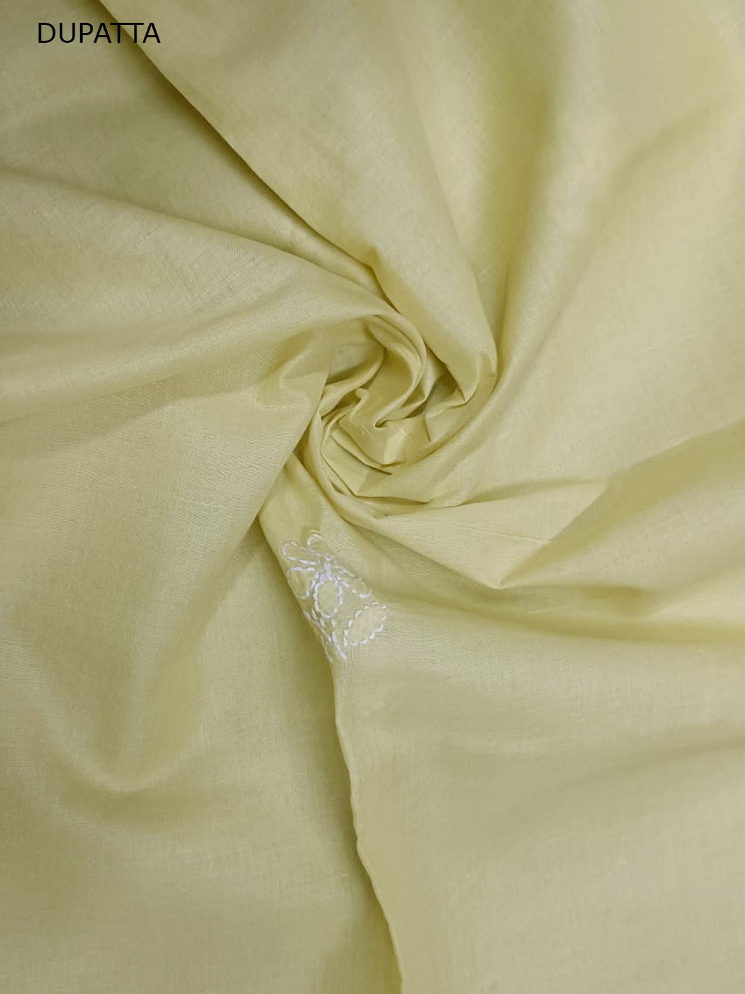 Women Hand Embroidered Chikankari Cotton Dressmaterial PCSCU00104FS-Yellow