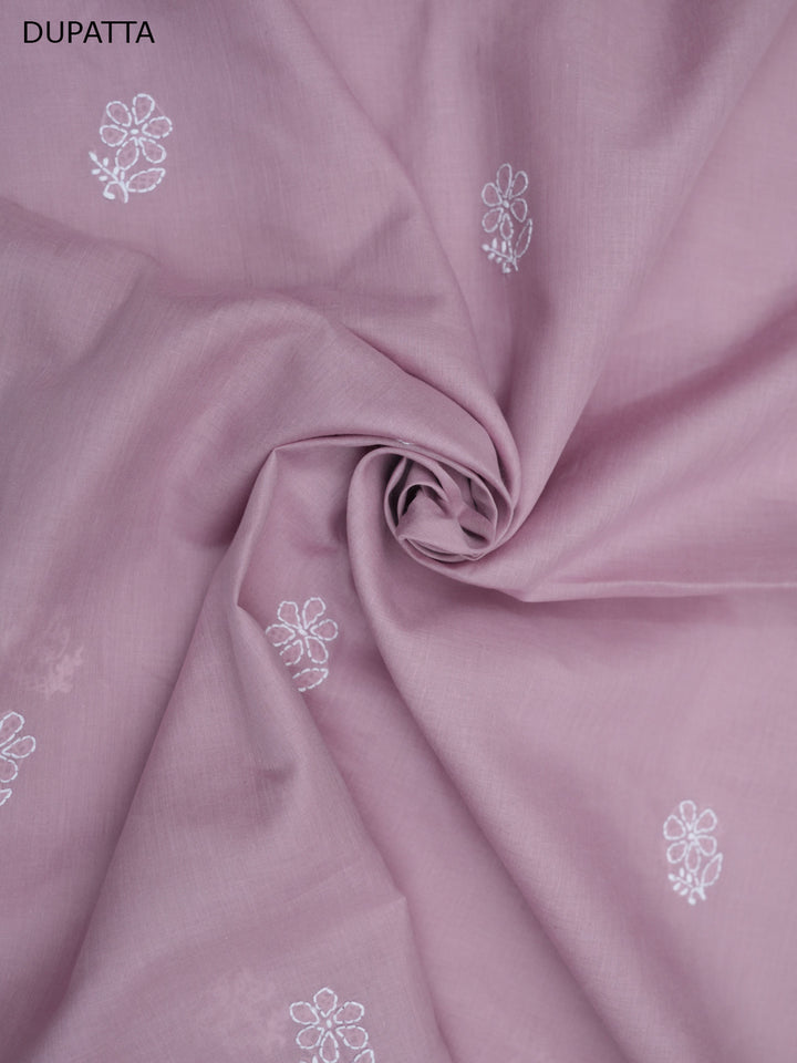Women Hand Embroidered Chikankari Cotton Dressmaterial PCSCU00104FS-ONIONPINK
