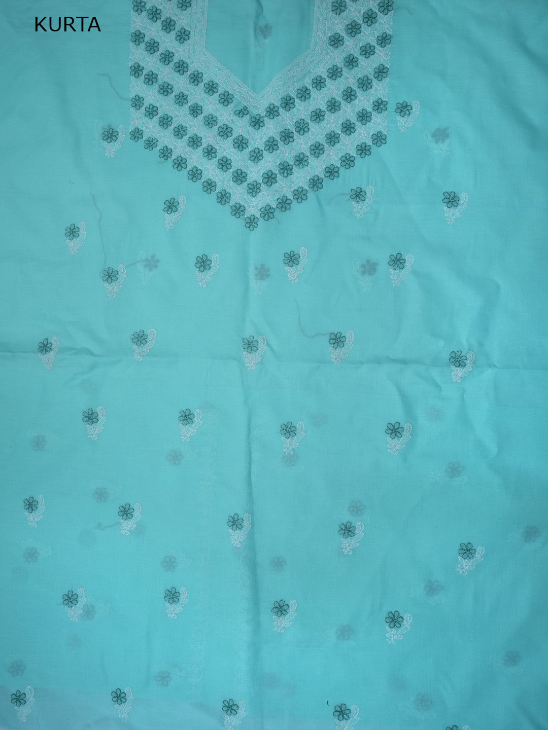 Women Hand Embroidered Chikankari Cotton Dressmaterial PCSCU00102FS-Seagreen