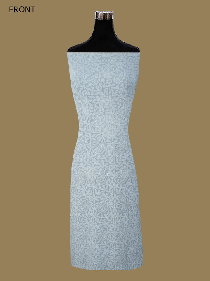 Women Hand Embroidered Chikankari Viscose Georgette Dressmaterial PC4123-WHITE4