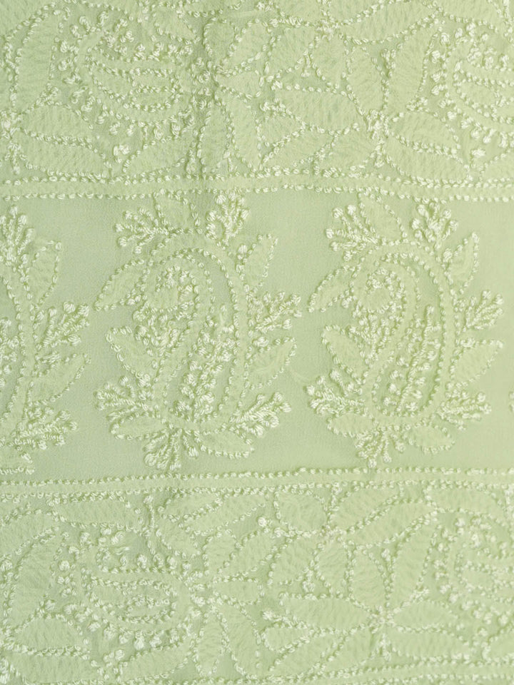 Women Hand Embroidered Chikankari Viscose Georgette Kurta fabric PC4122-SEAGREEN