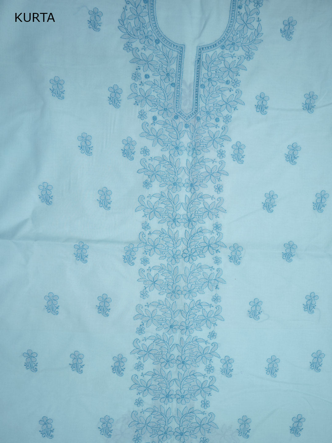 Women Hand Embroidered Cotton Chikankari Dress MaterialPCSCU00406FS-OCEANBLUE