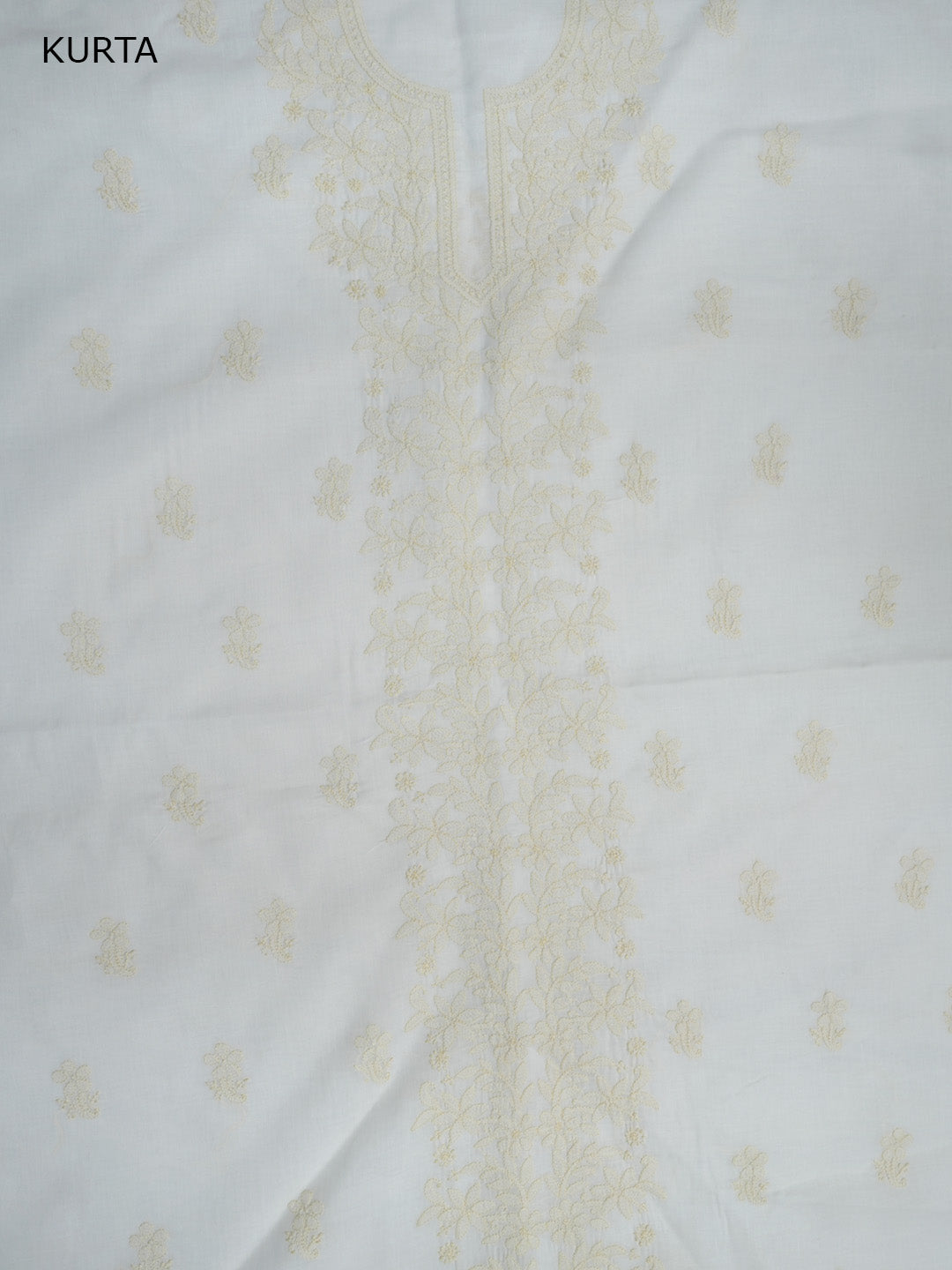 Women Hand Embroidered Chikankari Cotton Dressmaterial PCSCU00406FS-BEIGE