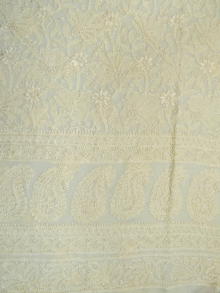 Women Hand Embroidered Chikankari Viscose Georgette Kurta Fabric PC4122-LEMON
