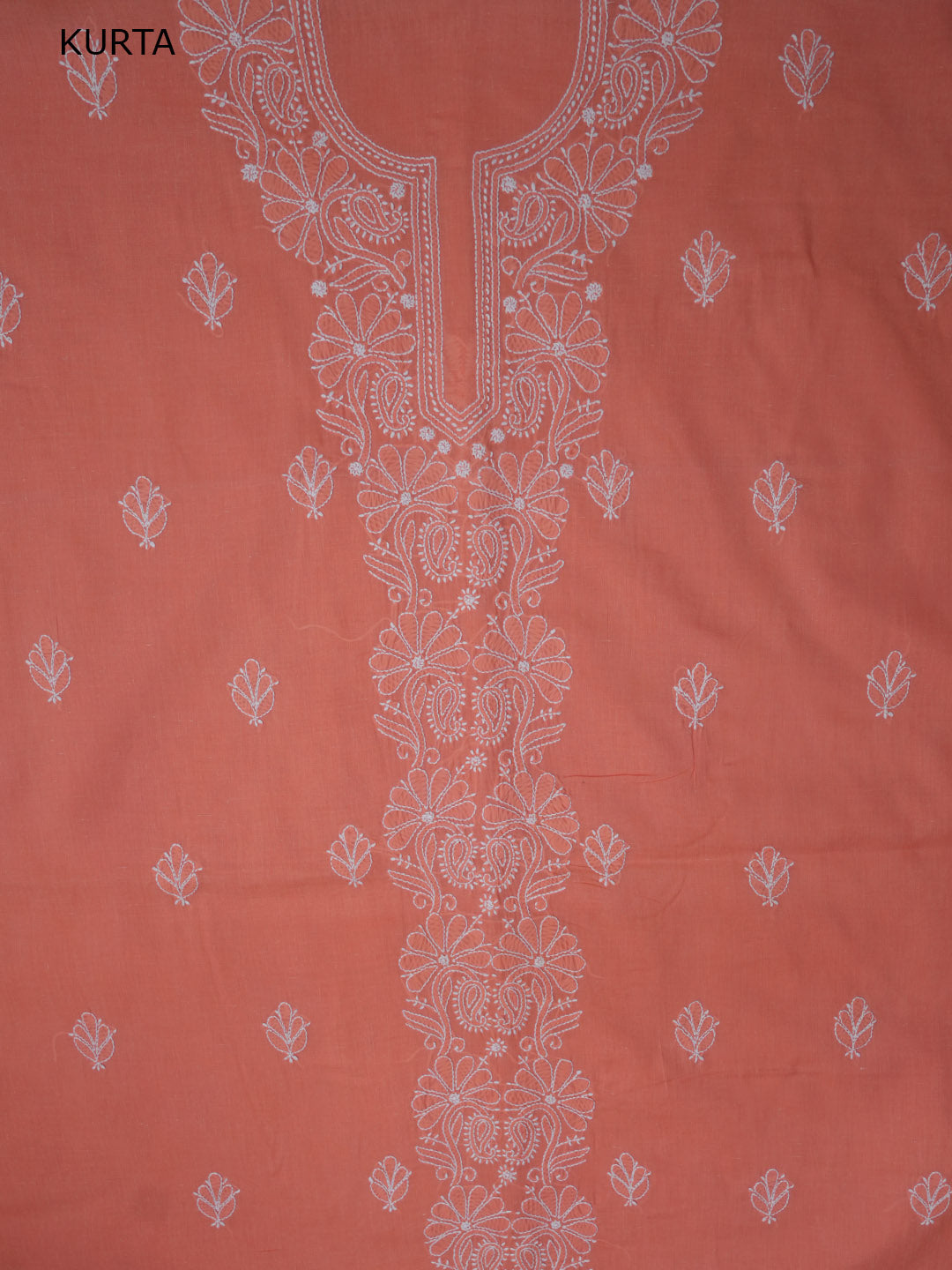Women Hand Embroidered Chikankari Cotton Dressmaterial PCSCU00104FS-Darkpeach