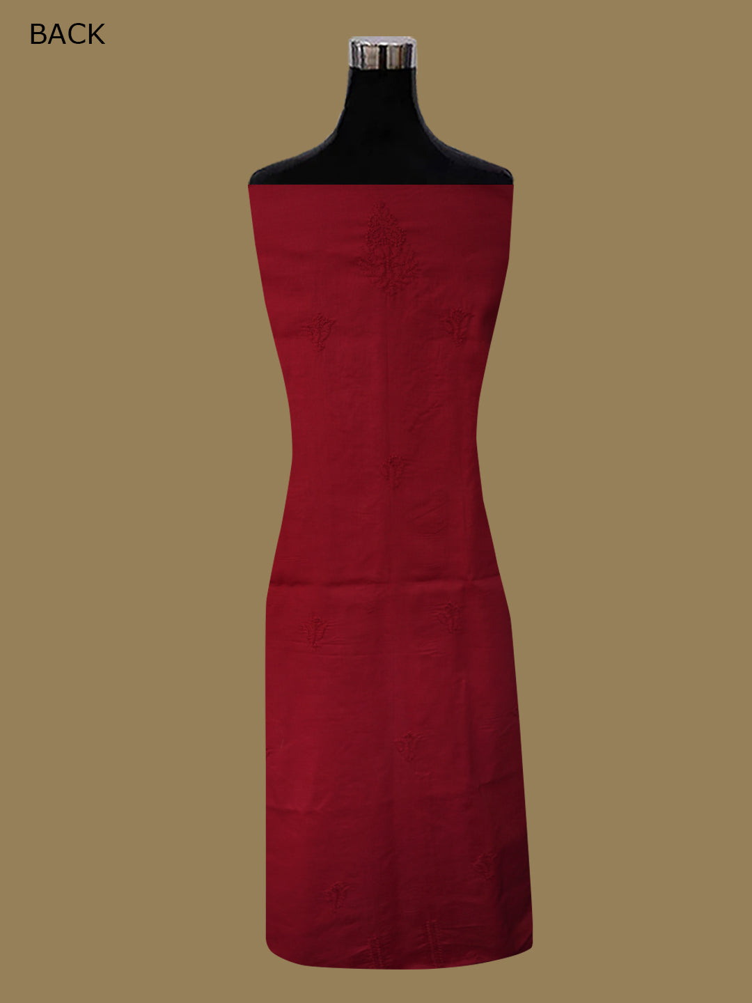 Women Hand Embroidered Cotton Chikankari Dress MaterialPCSCU00103FS-CHERRYRED