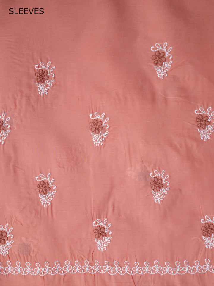 Women Hand Embroidered Chikankari Cotton Dressmaterial PCSCU00102FS-PEACH