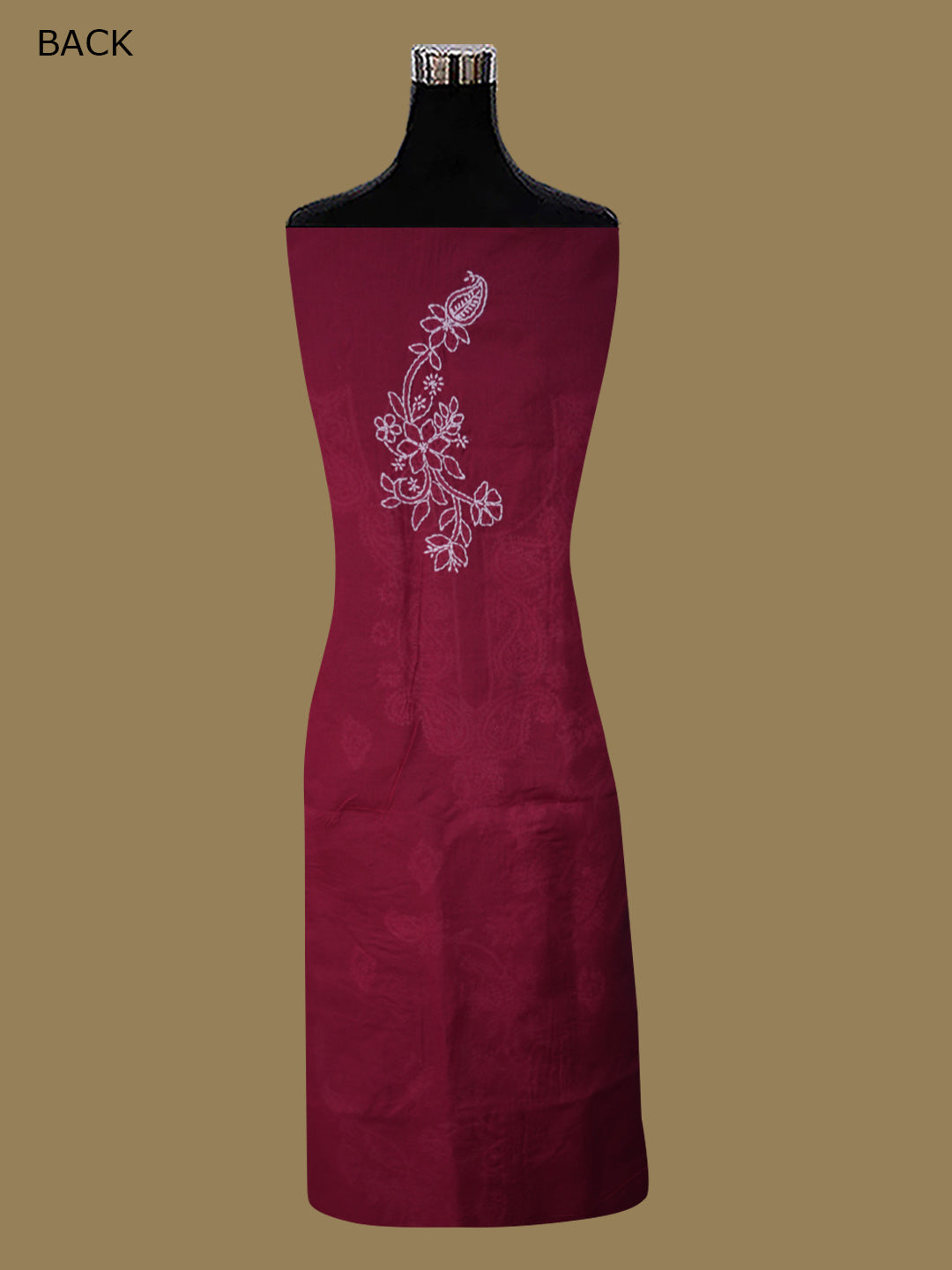 Women Hand Embroidered Chikankari Cotton Dressmaterial PCSCU00104FS-MAROON