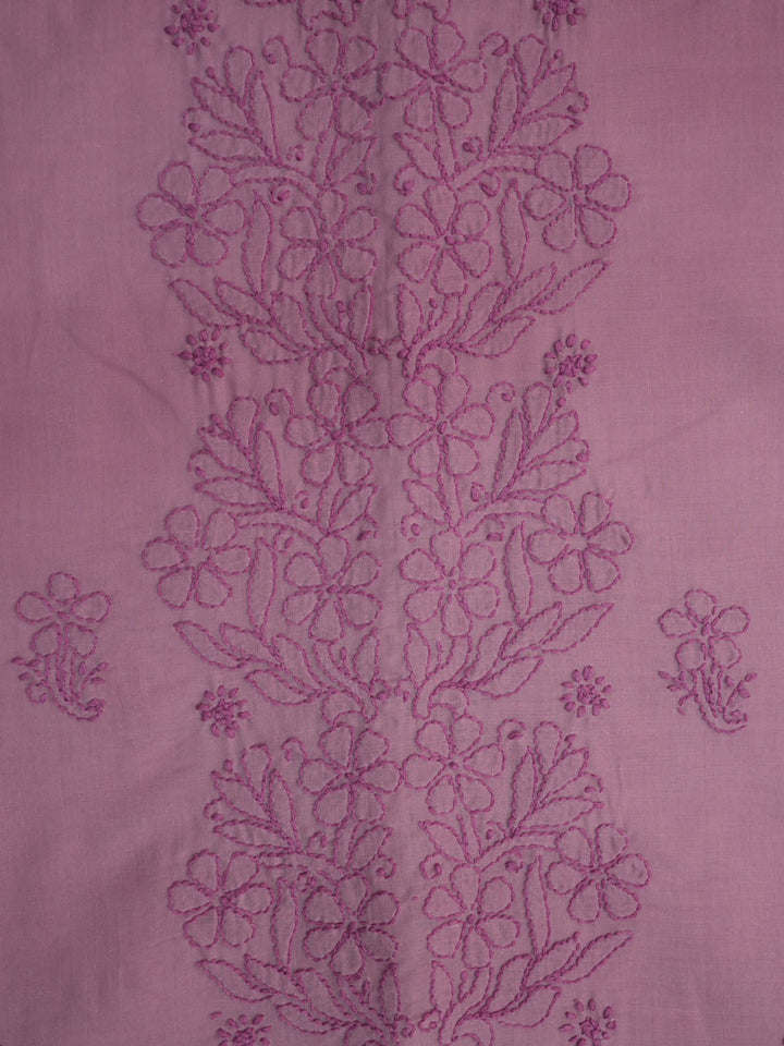 Women Hand Embroidered Cotton Chikankari Dress MaterialPCSCU00406FS-ONIONPINK