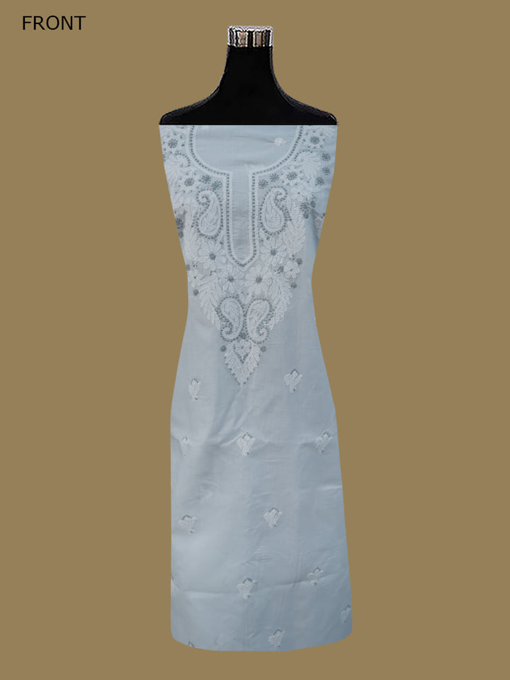 Women Hand Embroidered Cotton Chikankari Dress Material PCSCU00104FS-LIGHTGREY