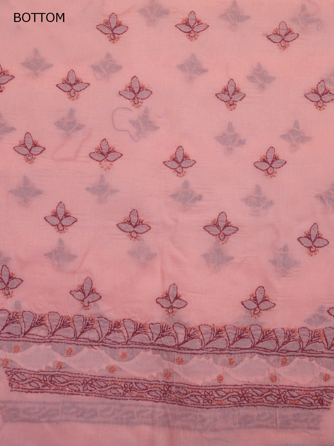 Women Hand Embroidered Chikankari Cotton Dressmaterial PC4120-DUSTYROSE