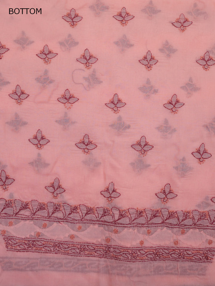 Women Hand Embroidered Chikankari Cotton Dressmaterial PC4120-DUSTYROSE