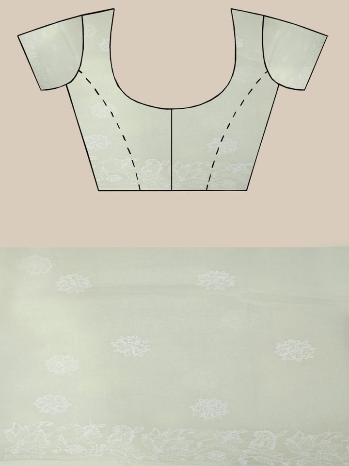 Hand Embroidered Chikankari Cotton Saree PCSAR02 Lemon