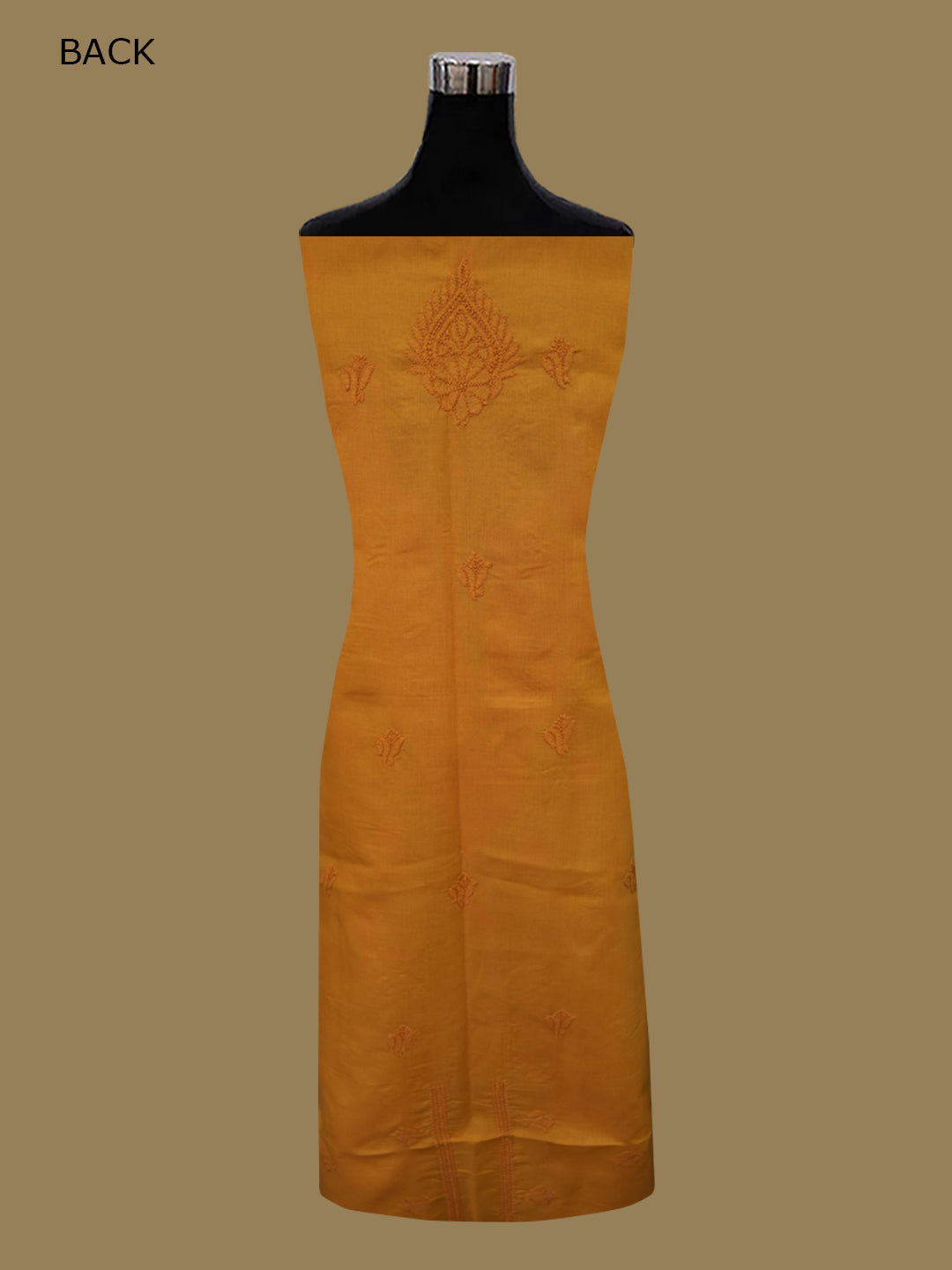 Women Hand Embroidered Chikankari Cotton Dressmaterial PCSCU00103FS-MUSTARD
