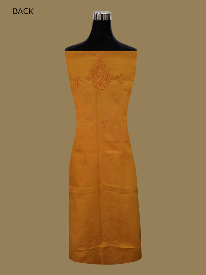 Women Hand Embroidered Chikankari Cotton Dressmaterial PCSCU00103FS-MUSTARD