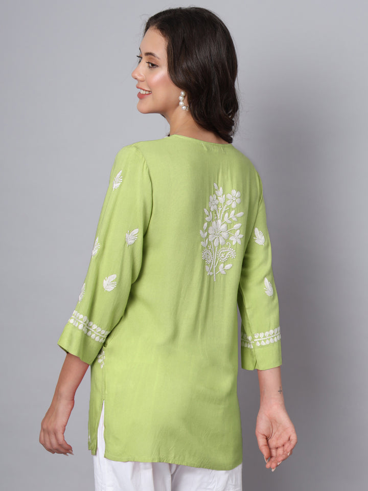 Women Hand Embroidered Rayon Chikankari Kurti PC3696