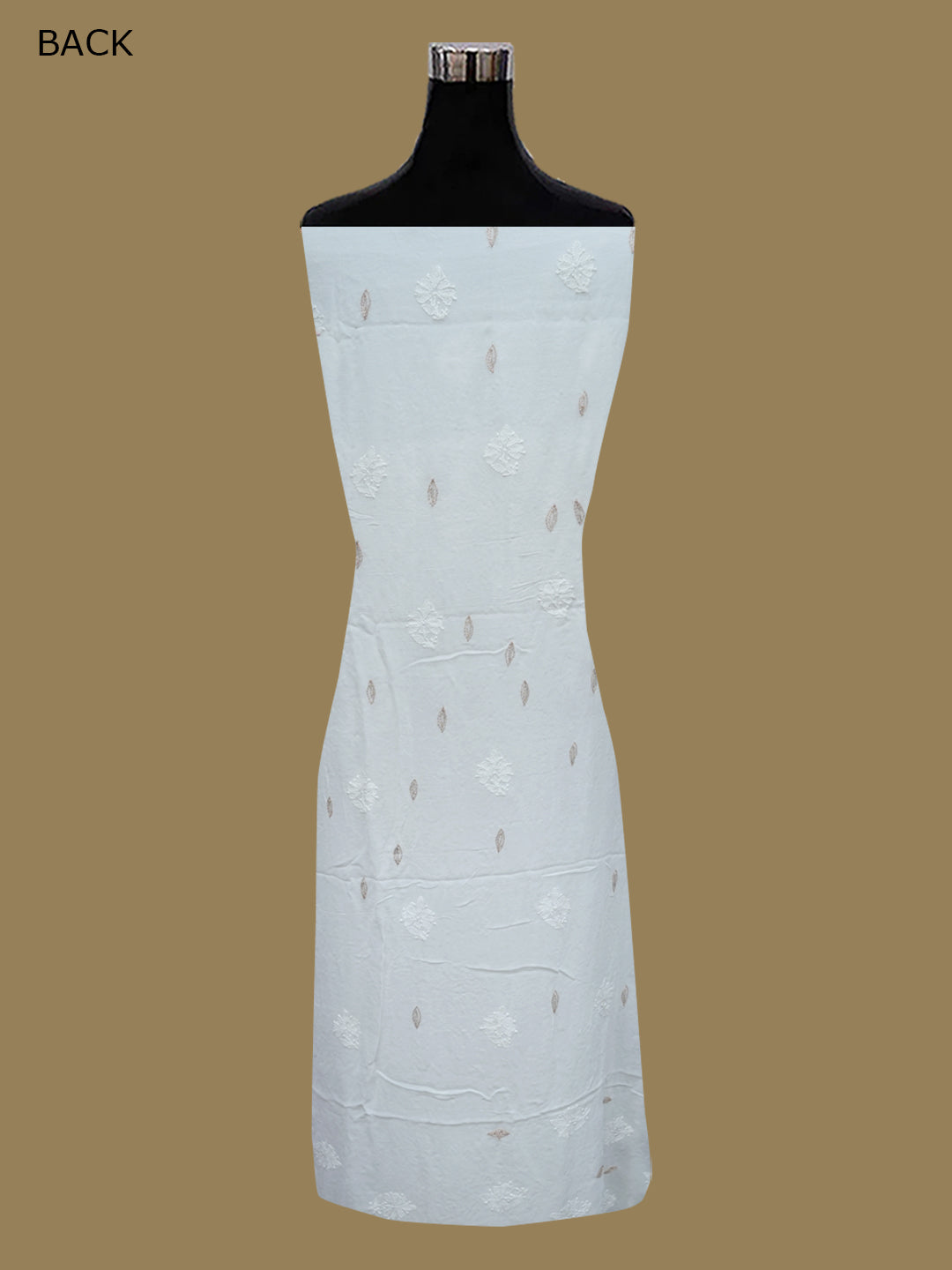 Women Hand Embroidered Chikankari Viscose Georgette Dressmaterial PC4124-WHITE8