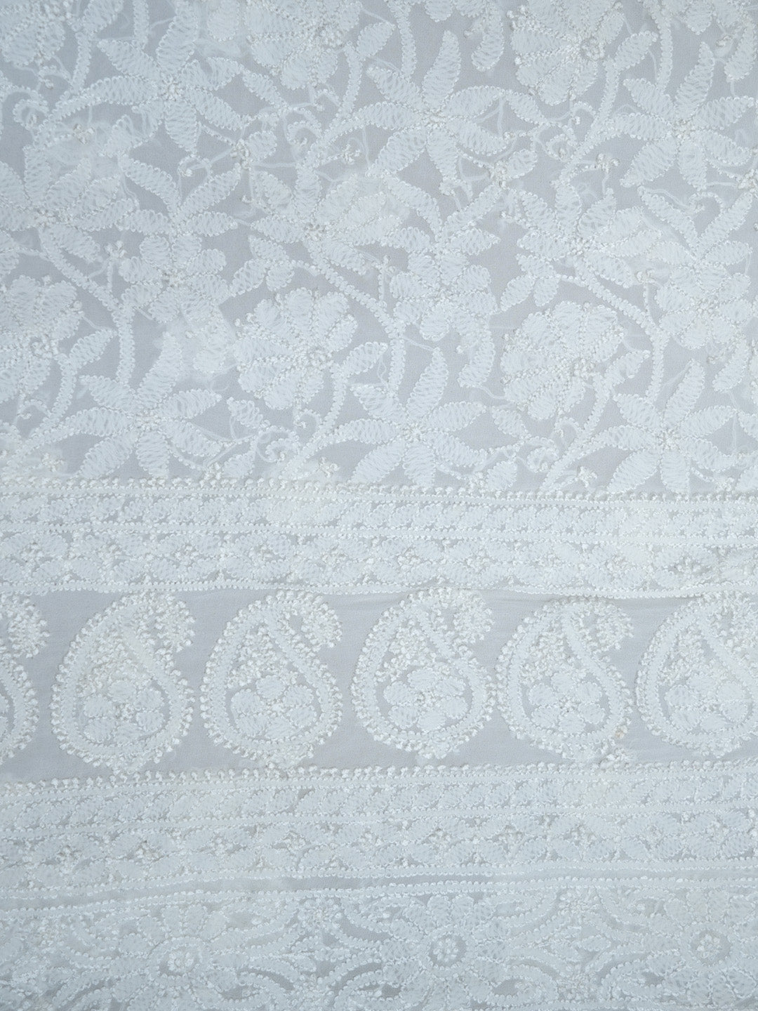 Women Hand Embroidered Chikankari Viscose Georgette Dressmaterial PC4123-WHITE5