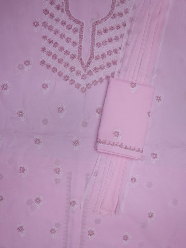 Women Hand Embroidered Chikankari Cotton Dressmaterial PCSCU00102FS-Babypink