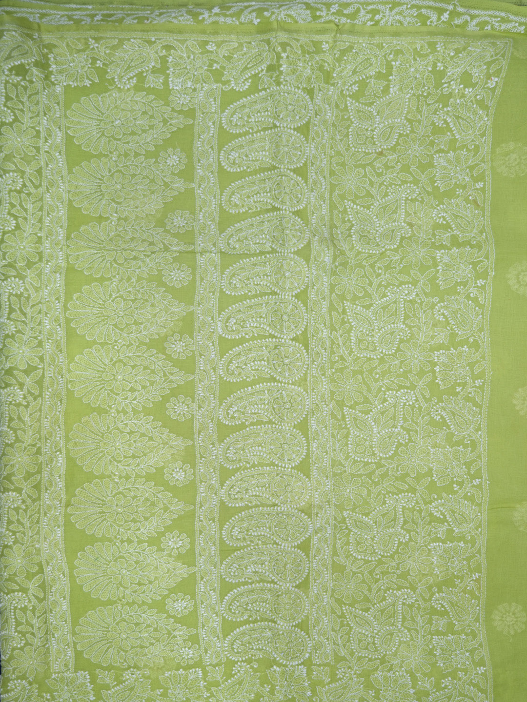 Hand Embroidered Chikankari Cotton Saree PCSAR02 Lightgreen