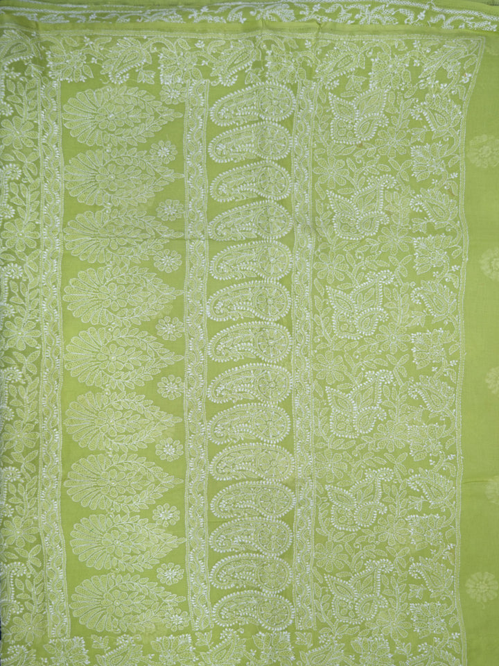 Hand Embroidered Chikankari Cotton Saree PCSAR02 Lightgreen