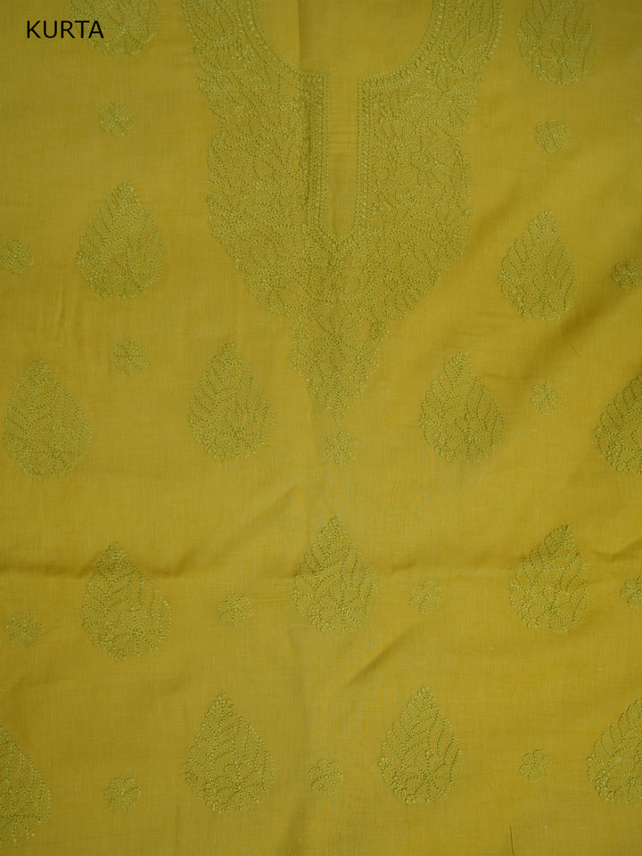 Women Hand Embroidered Chikankari Cotton DressMaterial PCSCU00406FS-GREEN