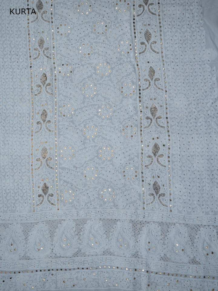 Women Hand Embroidered Chikankari Viscose Georgette Dressmaterial PC4124-WHITE1