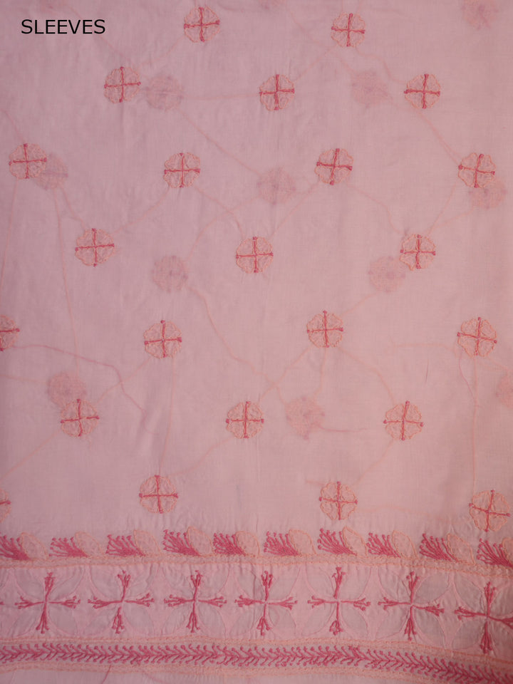 Women Hand Embroidered Chikankari Cotton Dressmaterial PC4120-CORALPINK
