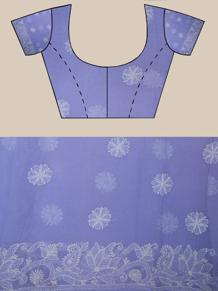 Hand Embroidered Chikankari Cotton Saree PCSAR02 Mauve