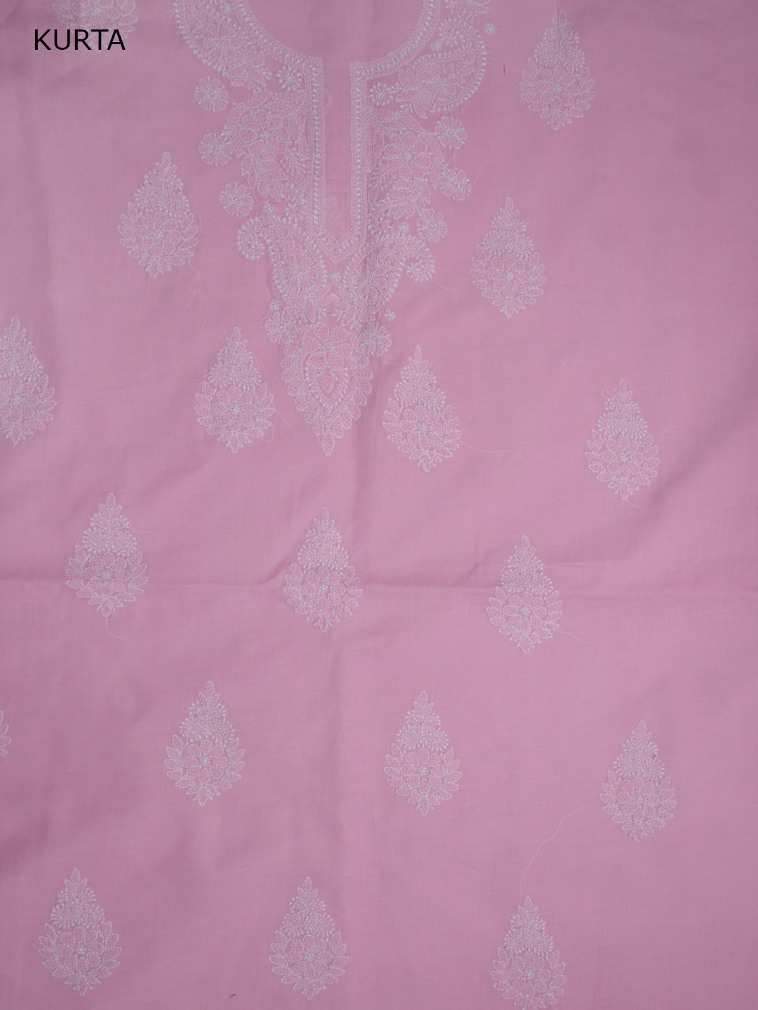 Women Hand Embroidered Chikankari Cotton Dressmaterial PCSCU00104FS-FLUORESCENTPINK
